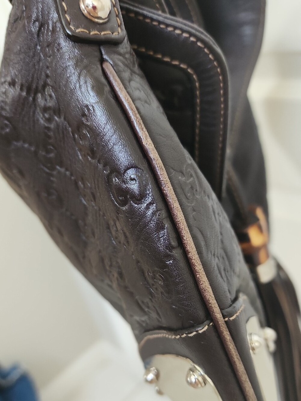 Gucci Babouska Indy Hobo Bag Dark Brown Guccissima Leather AUTHENTIC - Picture 9 of 16